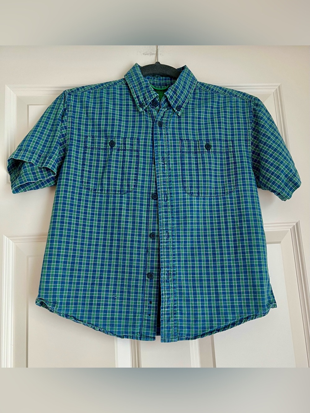Gap Kids Blue & Green Plaid Short-Sleeve Shirt Toddler Size 3(fits size 6-8)